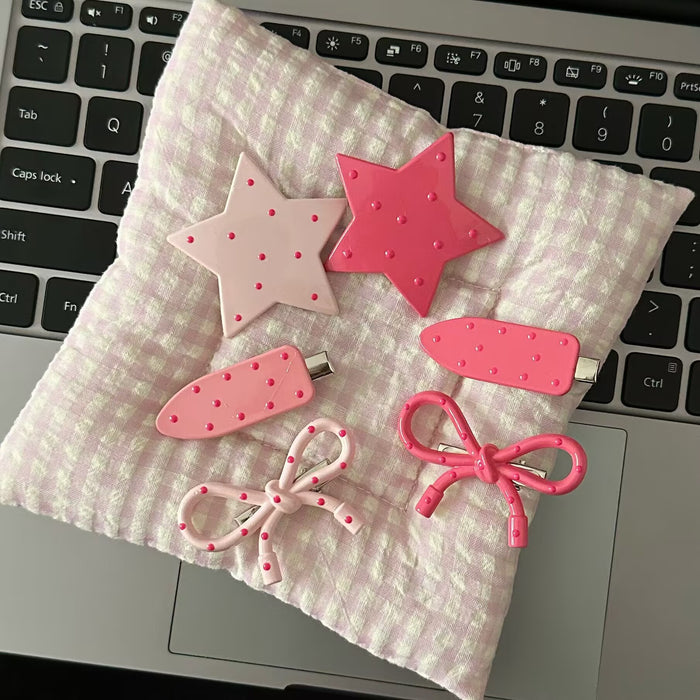 Wholesale Sweet Pink Style Bow Hairpin Sweet Girl Side Clip Duckbill Clip Hairpin Accessories