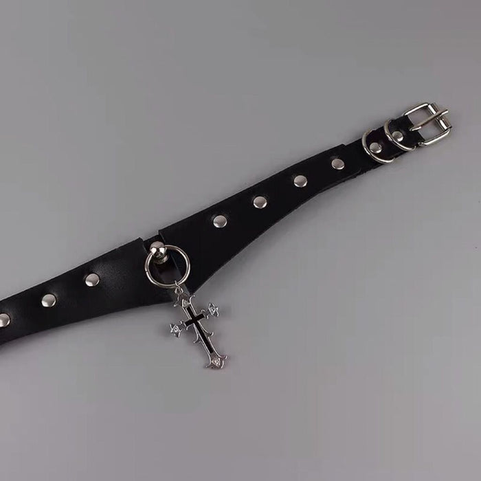 Wholesale Cross collar, dark gothic punk choker necklace, Harajuku metal, spicy girl collarbone chain, atmosphere