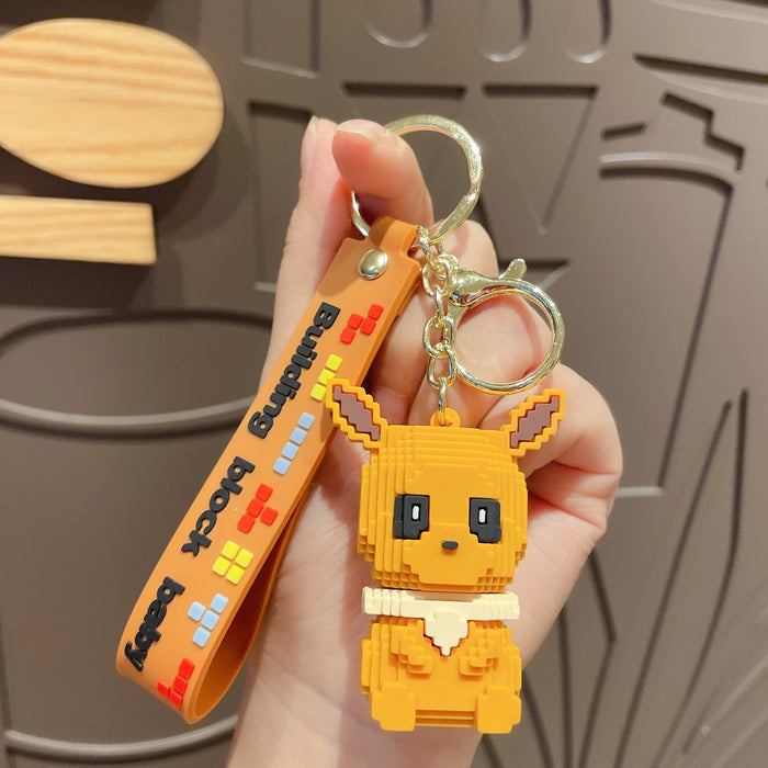Wholesale Cartoon Building Block PVC Keychain JDC-KC-JinYuan001