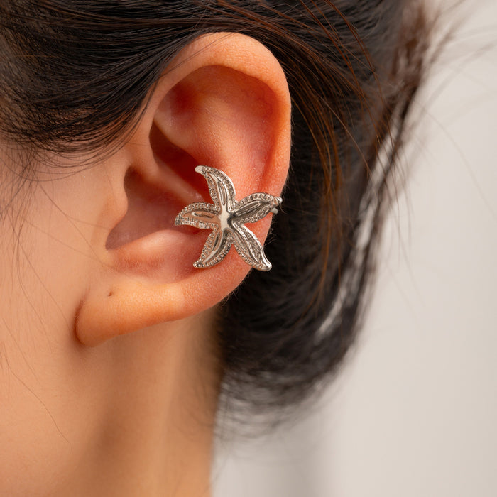 Wholesale Fashionable alloy earrings with light luxury and high-end feel, flower moon sun ear clip, ear bone clip