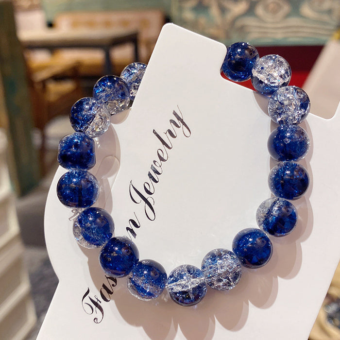 Wholesale Glass Bead Bracelet Deep Sea Blue Two-Color Unisex Fashion Accessory MOQ≥3
