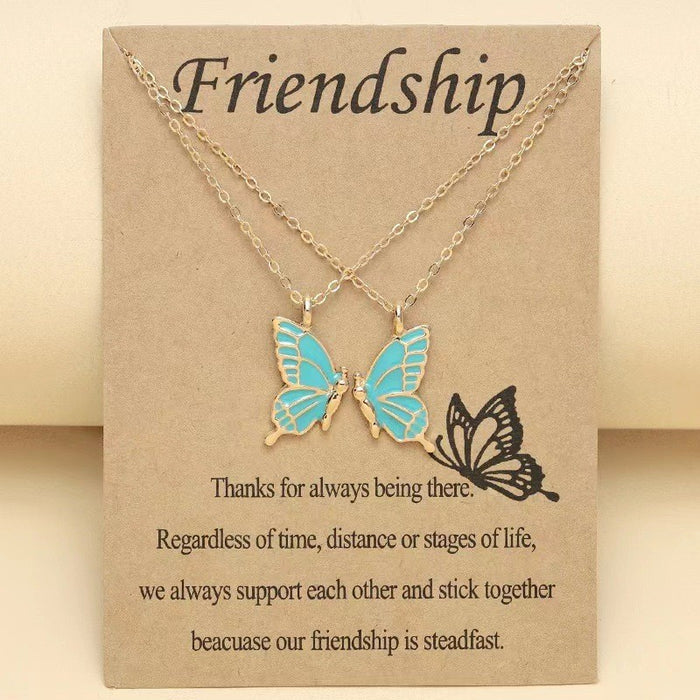 Wholesale Colorful Butterfly Friendship Pendant Necklace Set - Fashion Alloy Jewelry Accessory MOQ≥2