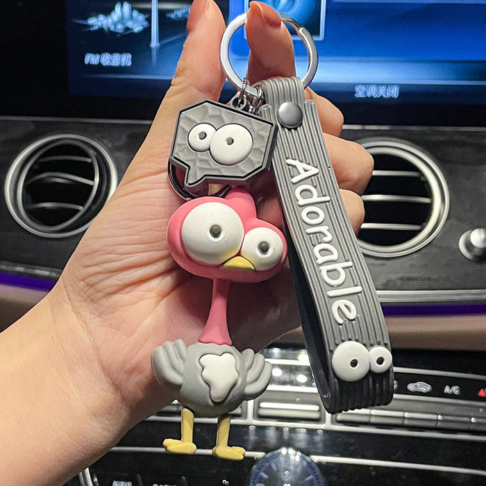 Wholesale Creative Cartoon Three-dimensional Doll Ostrich Silicone Keychain JDC-KC-BenX005