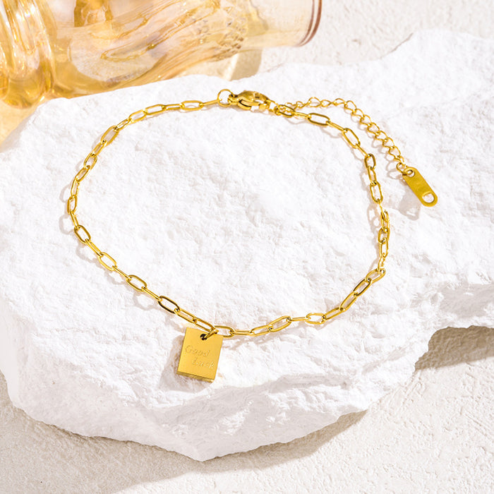 Wholesale Adjustable pendant letter anklet paperclip square
