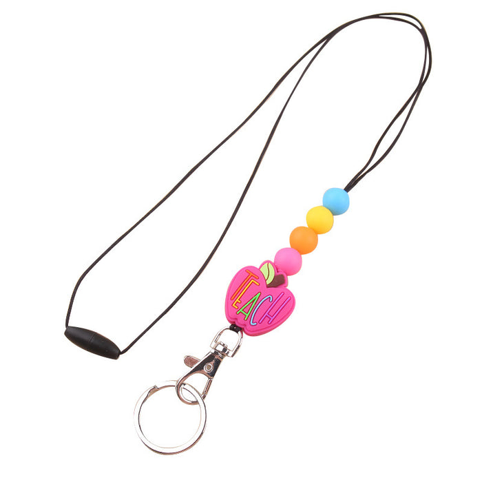 Wholesale Silicone Teacher's Day Lanyard Keychain JDC-KC-GuangTian023