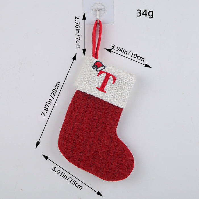 Wholesale Classic Red Letter Christmas Socks Wool Knitted Christmas Socks Festive Christmas Pendant Decoration