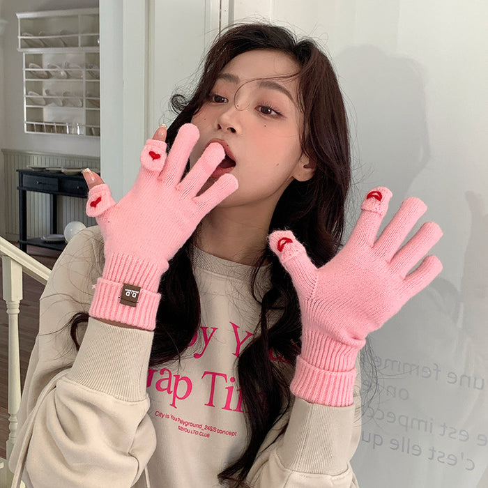 Wholesale Cute Knitted Open Finger Flip Cover Gloves