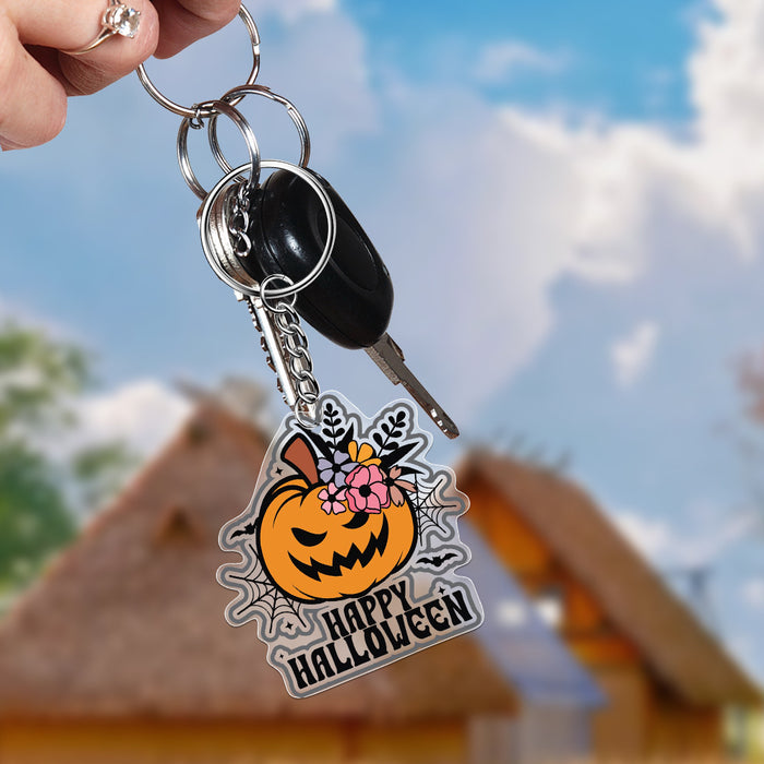 Wholesale Acrylic Pumpkin Head Halloween Keychain JDC-KC-LvQ001