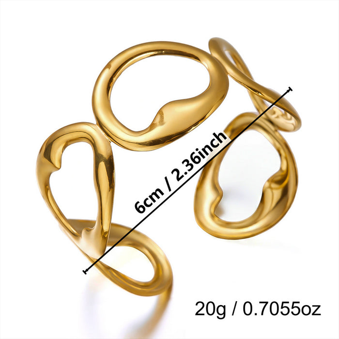 Wholesale Stylish Stainless Steel Open Cuff Bracelet Gold Plated Geometric Cutout Design