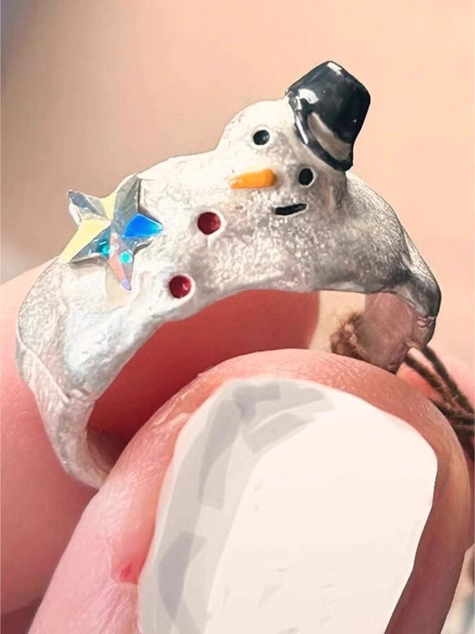 Wholesale Cute Snowman index finger ring niche design unique personality Christmas ring