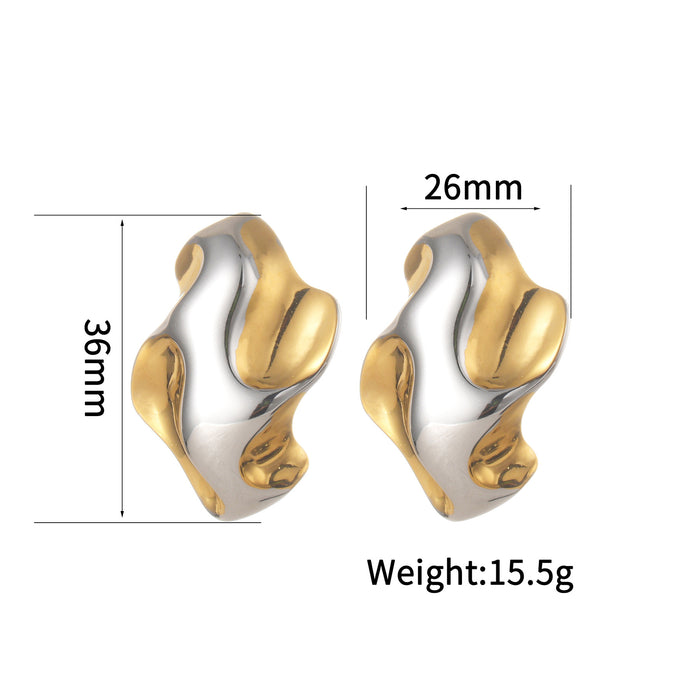 Wholesale Stainless Steel Mixed Color Two-Tone Titanium Steel Earring Set
