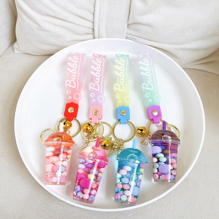 Wholesale Acrylic Luminous Oil Milk Tea Cup Keychain JDC-KC-YanG010