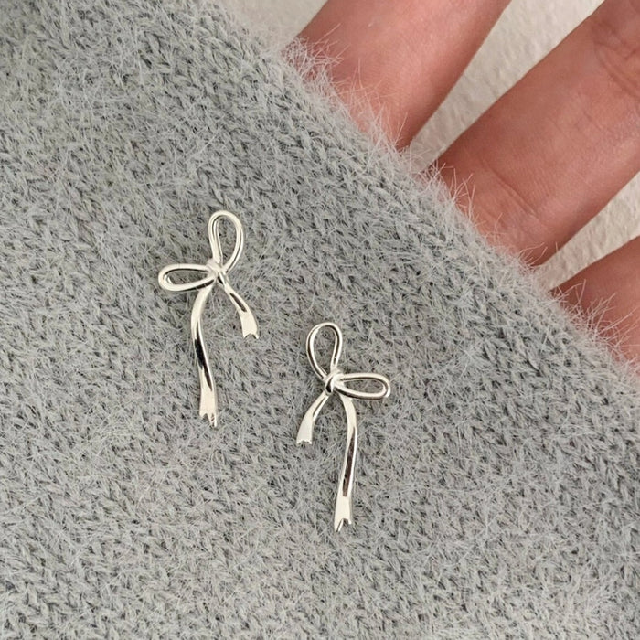Wholesale Bow Ribbon Ear Needle Women's S925 Silver Needle  Earrings Niche Design  Earrings