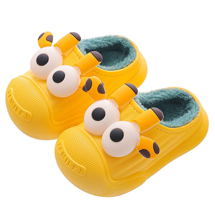 Wholesale Winter Children's Cotton Slippers for Boys and Girls Warm Plus Velvet Waterproof Cute Small and Medium Children Non-slip Baby JDC-SP-Langd003