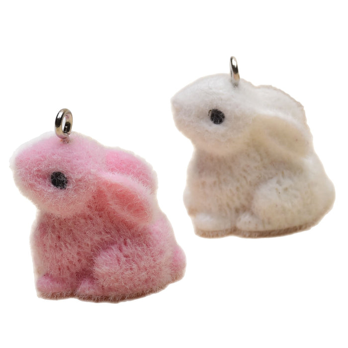 Wholesale Plush resin three-dimensional cute little white rabbit pendant DIY car keychain bag mobile phone chain pendant accessory