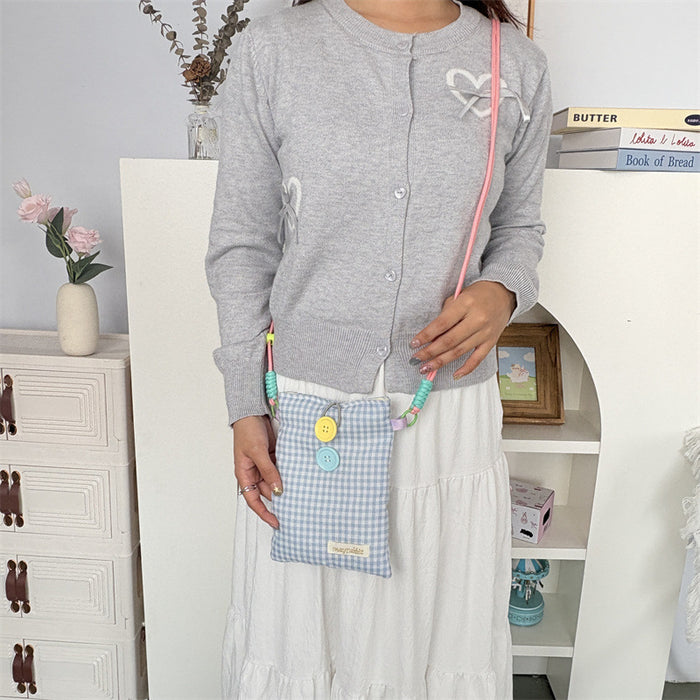 Wholesale Stylish Plaid Button Crossbody Phone Bag Women S Everyday Casual Large Capacity Fashion Accessory Gift