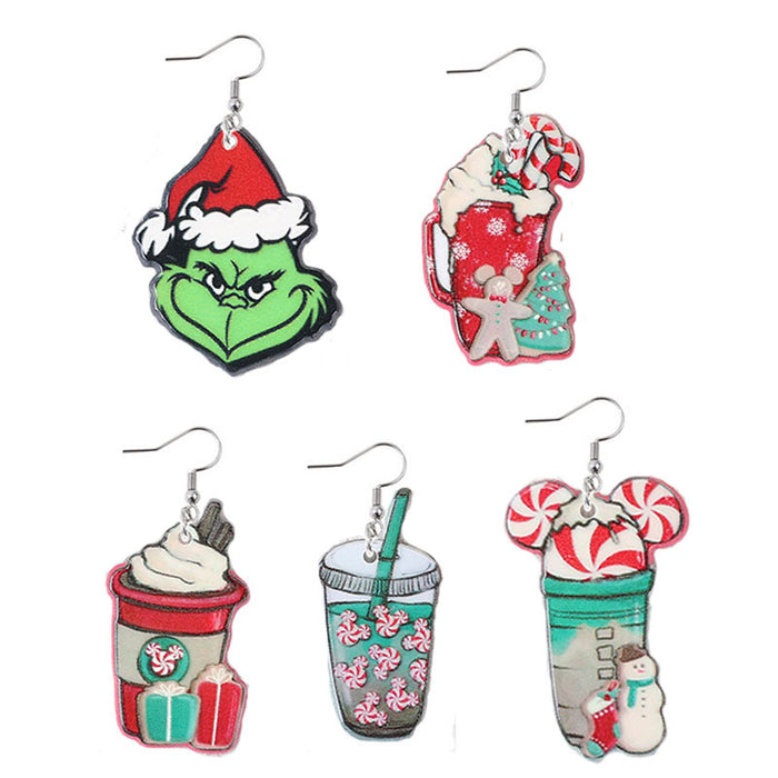 Wholesale Christmas Milk Tea Cup Coffee Cup Candy Acrylic Earrings JDC-ES-YiY004