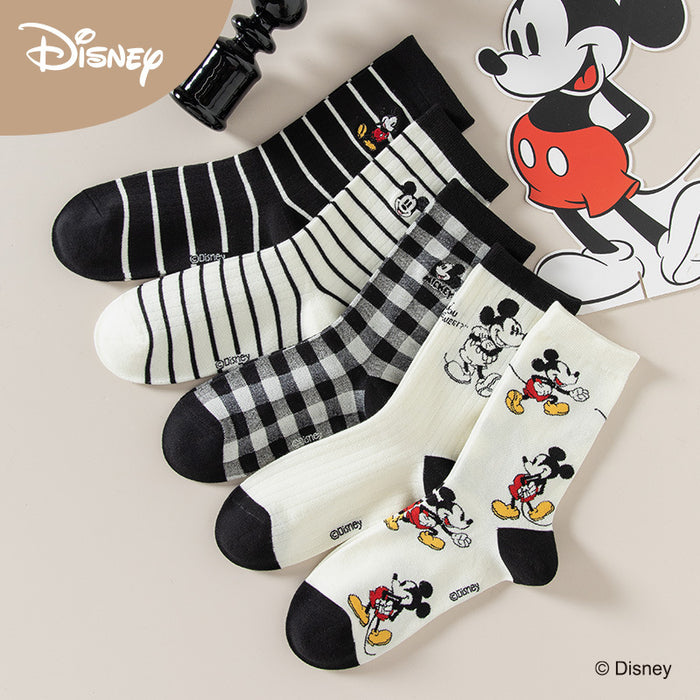 Wholesale Autumn and Winter Socks 5-Pair Academy Style Embroidered Mid Socks Cotton Socks