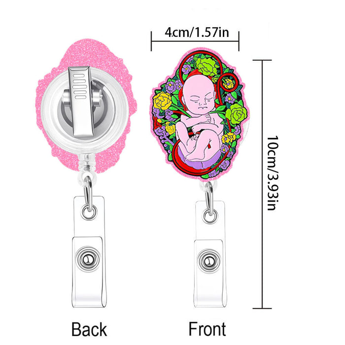 Wholesale Acrylic Heart and Lung Creative Pattern Retractable Clip Acrylic Keychain JDC-KC-QiDing012