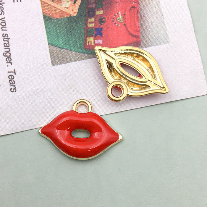 Wholesale DIY Red Oil-Drip Alloy Charms