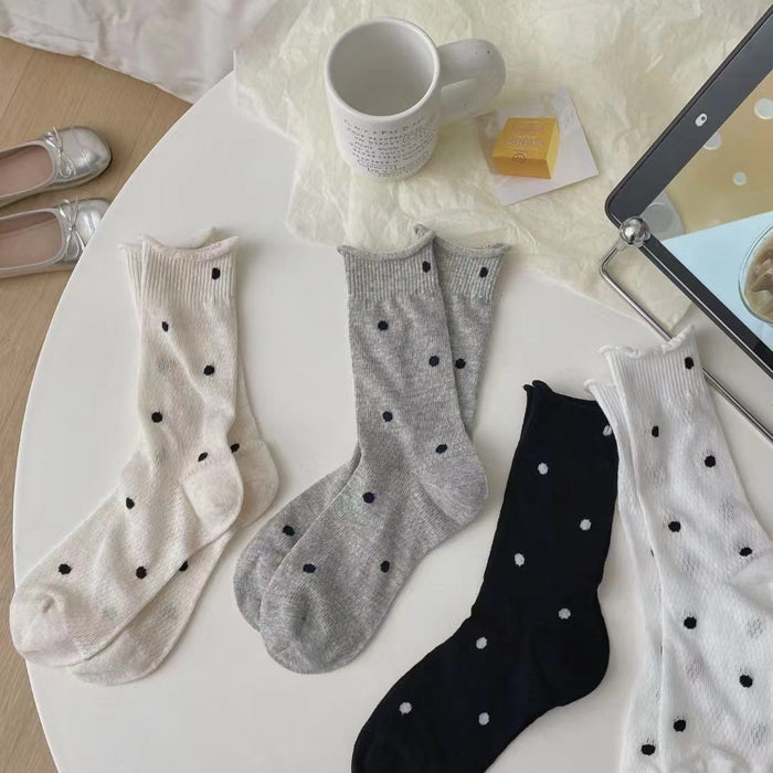 Wholesale Socks retro polka dot new mesh breathable socks absorb sweat and prevent odor