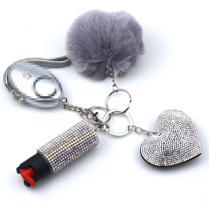 Wholesale Heart Hot Diamond Functional Plastic Keychain Diamond 4-piece Set JDC-KC-TouMS021