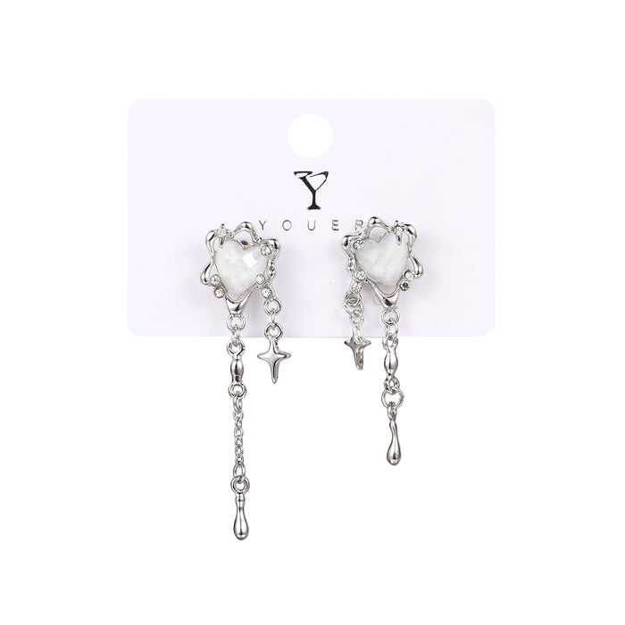 Wholesale Four-Pointed Star Tassel Heart Earrings