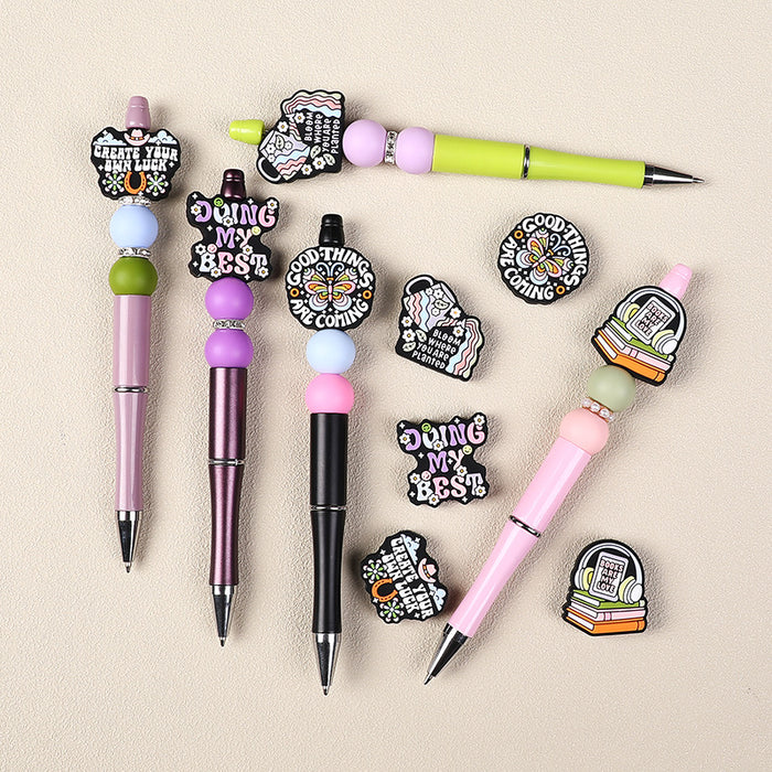 Wholesale 20pcs Alphabet brand silicone beads bead pen accessories children' s cartoon letter glue beads silicone beads