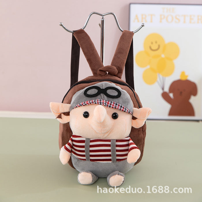 Wholesale Plush small backpack kindergarten school bag cartoon cute girl boy plush backpack