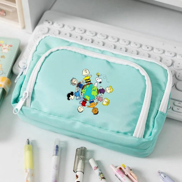 Wholesale Polyester Cartoon Dog Print Pencil Case Cute Student Stationery Pouch For School Girls Storage Bag