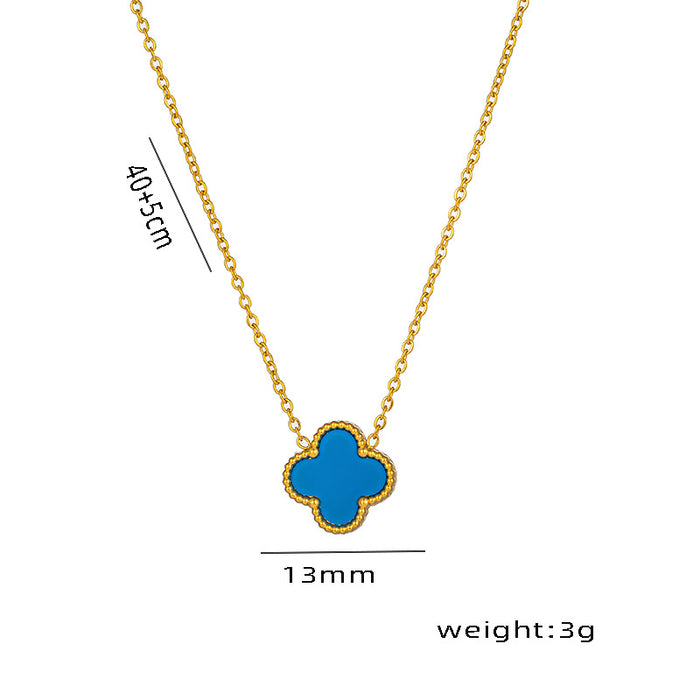 Wholesale Double-sided Fritillaria Lucky Necklace Four-leaf Clover Single Flower Necklace Titanium Steel