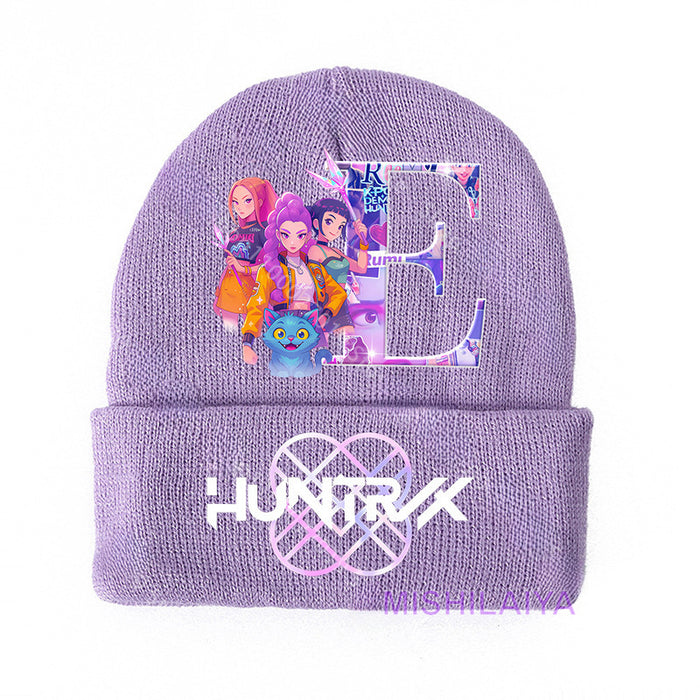 Wholesale KPOP Knitted Cartoon Letter Print hat