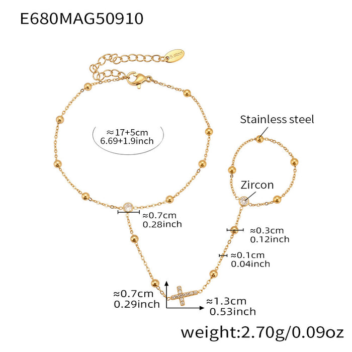 Wholesale Stainless Steel Hand Chain with 5A Zirconia Inlay