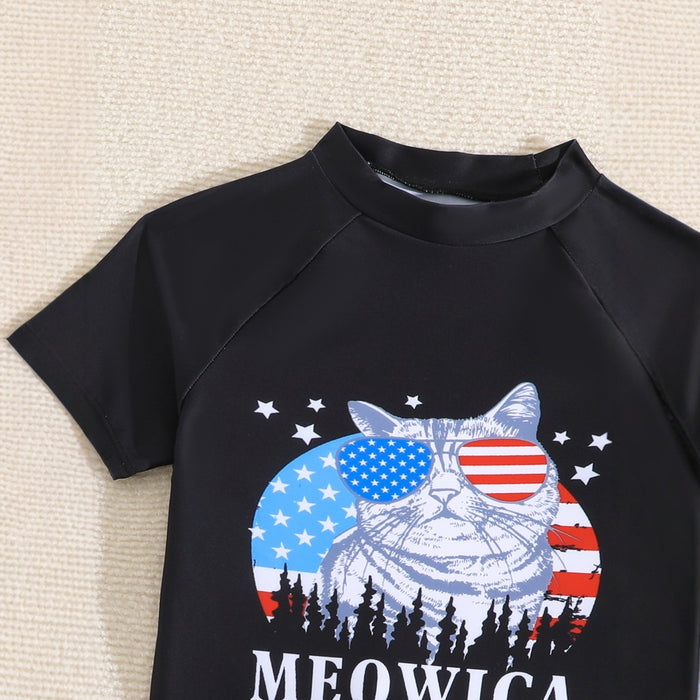 Wholesale Children's summer short sleeved letter T-shirt striped pants 2-piece set