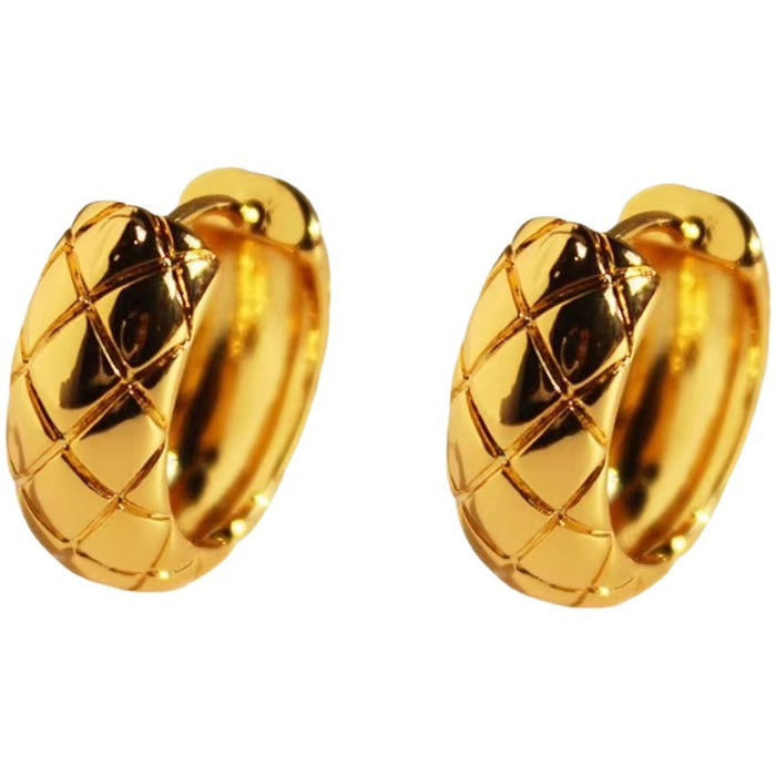 Wholesale Retro metal rhombus wave CEL earrings