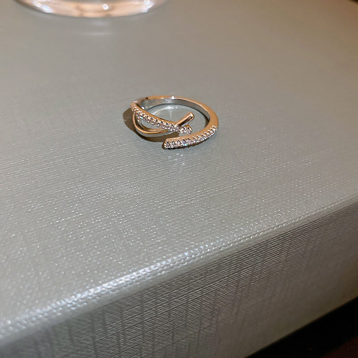 Wholesale Zircon diamond geometric love open ring sweet niche fresh index finger ring fashion high-end jewelry