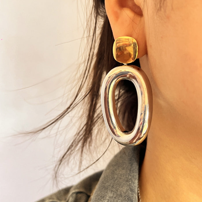 Wholesale Water Drops Contrast Color Stainless Steel Earrings