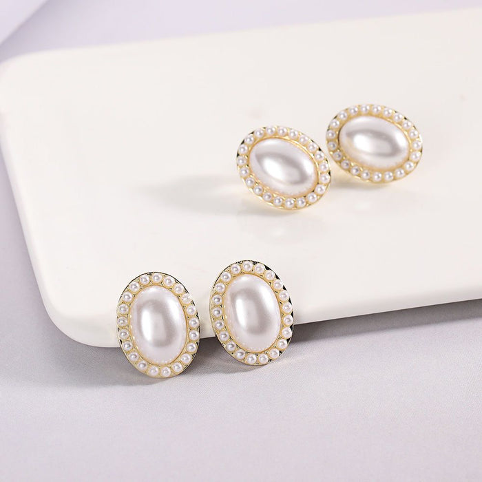 Wholesale Light luxury high-end pearl earrings with super sparkling zirconia diamond temperament earrings, trendy and versatile earrings
