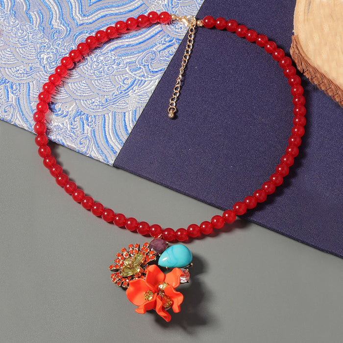 Wholesale Alloy Resin Flower Flower Pendant All-match Banquet Women's Necklace
