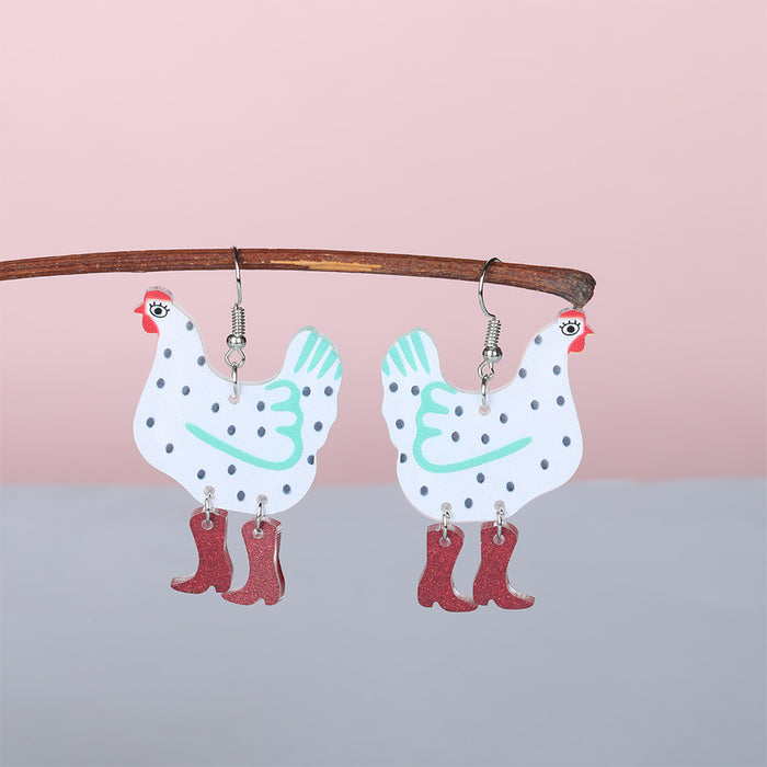 Wholesale Cartoon colorful hen-shaped acrylic earrings
