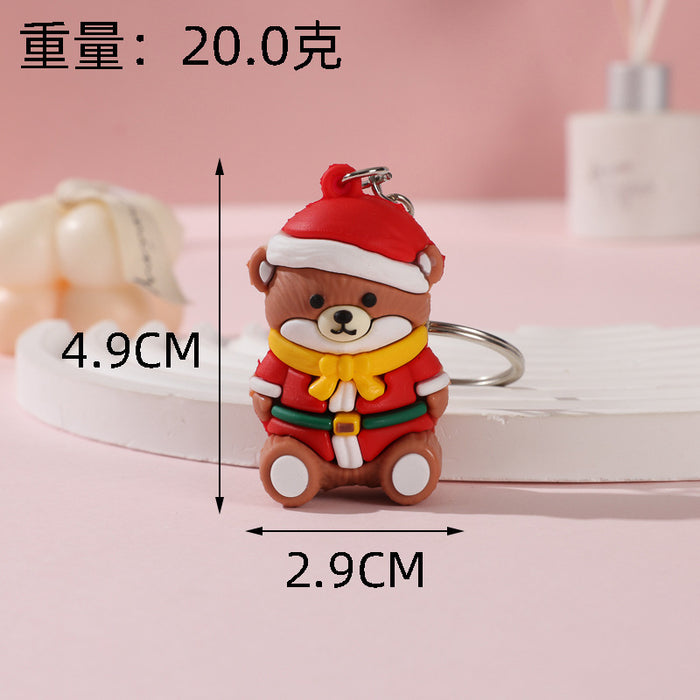 Wholesale Cute Christmas bear keychain schoolbag pendant doll  keychain Christmas activity small gift