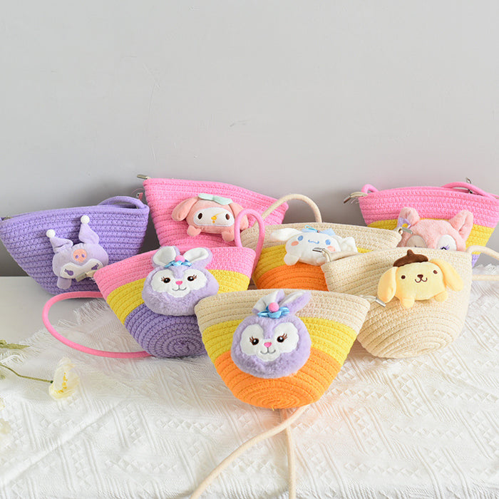 Wholesale  small bag children's straw bag Mini small bag children's shoulder bag beach play messenger bag