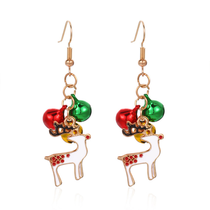 Wholesale 3pcs Christmas Series Christmas Tree Grass Ring Bell Gingerbread Man Zinc Alloy Earrings JDC-ES-BinL011