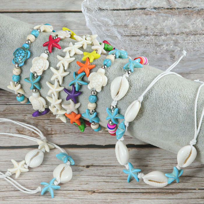 Wholesale summer starfish shell turquoise turtle ocean bracelet