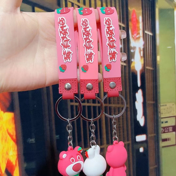 Wholesale Cartoon  bear keychain cute key chain doll claw  silicone key pendant car bag ornaments