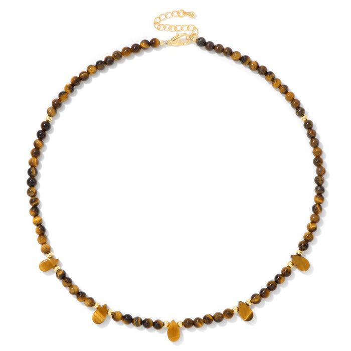 Wholesale 4mm stone round bead clavicle chain necklace with amethyst and turquoise