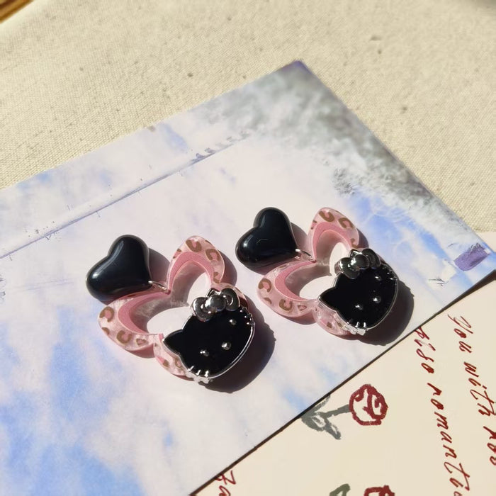 Wholesale Cartoonish  fun sweet pink butterfly cat earrings