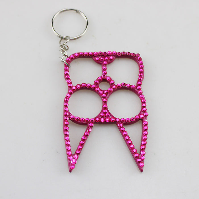 Wholesale Black Alloy Rhinestone Self Defense Keychain For Everyday Carry Gift