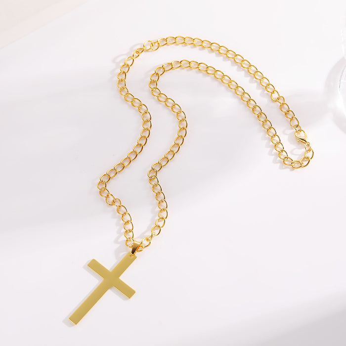 Wholesale Twist Chain Simple Cross Titanium Steel Necklace JDC-NE-Liyang008