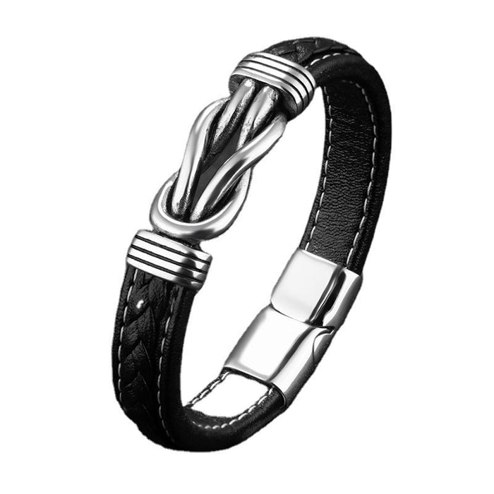 Wholesale Fashion Commuter Magnet Buckle Leather Bracelet Hot Sale Leather Rope Magnetic Twist Style Accessories Men's Bracelet JDC-BT-XH004